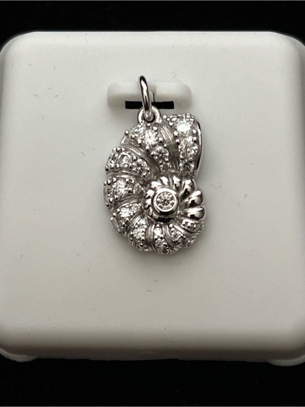 925 Sterling Silver Moissanite Nautilus Shell Pendant | 0.50 CTW